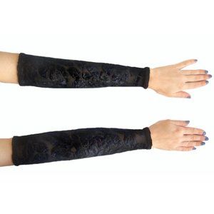Black sleeves for belly dance costume. Velvet floral pic on mesh. Size M/L. New